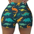 Fotbe Colorful Dinosaur Seamless Shorts, Womens Workout Shorts High