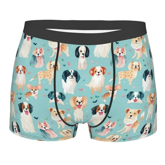 Fotbe Colorful Dog Men’s Total Support Pouch Boxer Briefs, X-Temp Cooling, Moisture-Wicking Underwear, Regular, Long-leg and Trunk-Large