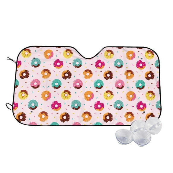 Fotbe Colorful Donuts Car Windshield Sunshade | Sun Visor Protector Front Window Shade, Keeps Out UV Rays, Keeps Your Vehicle Cool-Medium