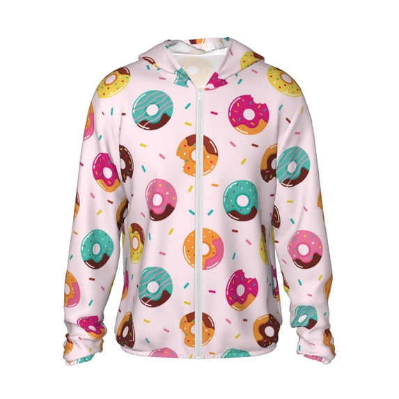 Fotbe Colorful Donuts Men's Women's UPF 50+ Sun Protection Jacket Hooded Cooling Shirt with Pockets Hiking Outdoor Performance-3X-Large