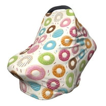 Fotbe Colorful Donuts Pattern Car Seat Covers for Babies, Nursing Breastfeeding Cover Infant Carseat Canopy, Soft Stretchy Carrier Cover