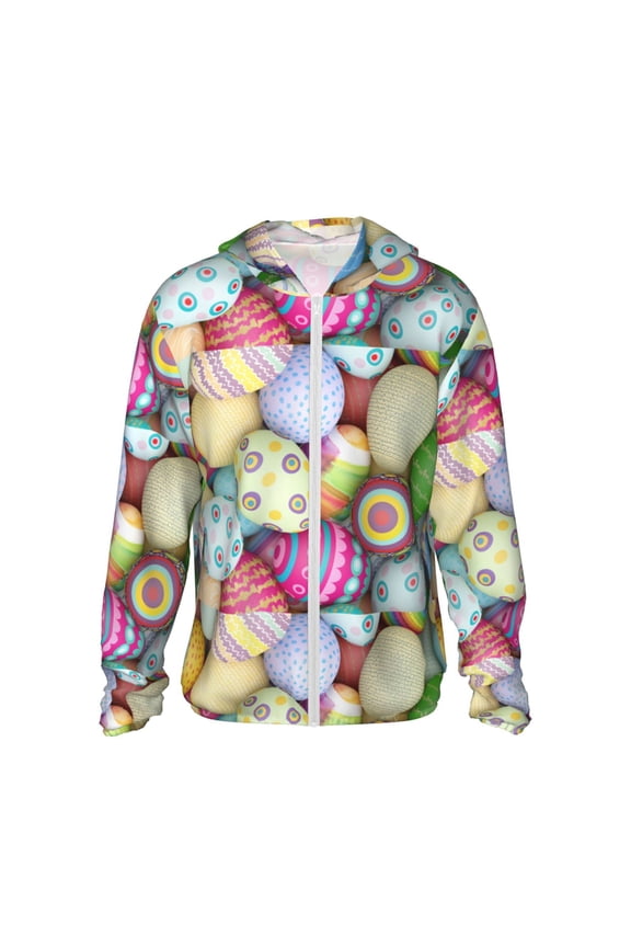 Colorful Easter Eggs Men's Women's UPF 50+ Sun Protection Jacket Hooded Cooling Shirt with Pockets Hiking Outdoor Performance-XX-Large