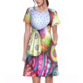 thumbnail image 1 of Fotbe Colorful Easter Eggs Pattern Dress Casual Womens Fashion Short Sleeve Maxi Dress T Shirt Dress Striped Long Color Block Maxi Dress, 1 of 6