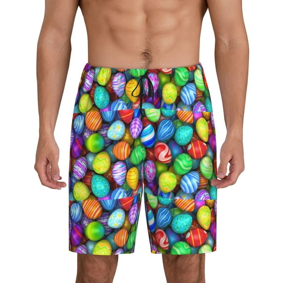 Fotbe Colorful Easter Eggs1 Pajama Shorts for Men, Men's Pajama Bottoms, Sleepwear,Short Pajama Pants-XX-Large