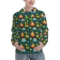 thumbnail image 1 of Fotbe Colorful Elephants Pattern Womens Long Sleeve Hoodie, Pullover Hooded Sweatshirt, Kangaroo Pocket Hoodie with Eye-catching Drawstrings-X-Large, 1 of 7