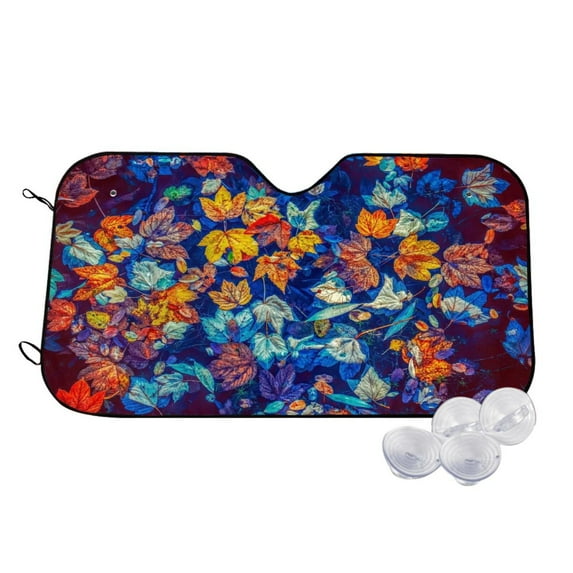 Fotbe Colorful Fall Leaves Car Windshield Sunshade | Sun Visor Protector Front Window Shade, Keeps Out UV Rays, Keeps Your Vehicle Cool-Small