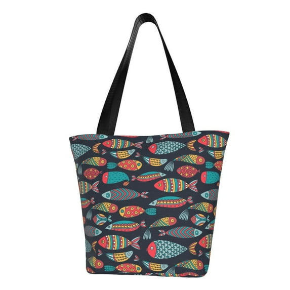Fotbe Colorful Fish Pattern Beach Tote,Shoulder Handbag,Spacious Tote Bag,Lightweight Travel Bag,Versatile Shopping Bag