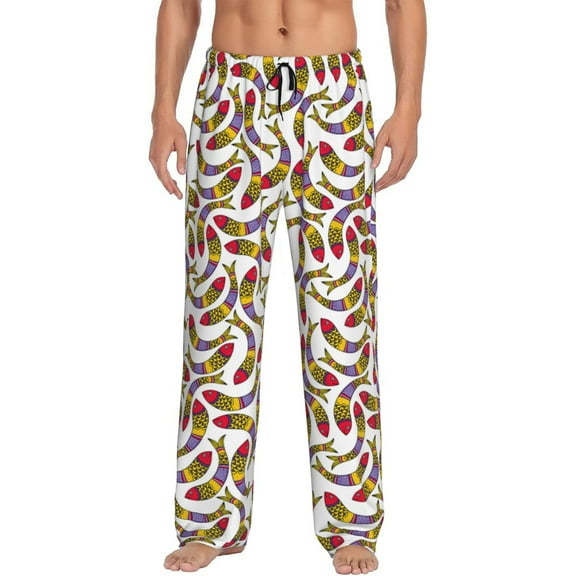 Fotbe Colorful Fishes Men's Pajama Pants,Sleepwear Pants,Pj Bottoms Drawstring And Pockets-Large