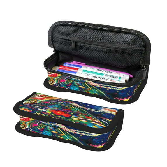Fotbe Colorful Floral Forest Fairy Pattern Pencil Case,Canvas Pen Case, Multi- Slot Pencil Pouch, Portable Pencil Bag, Pen Case for& Office, Makeup Bag ,Zipper Pouch