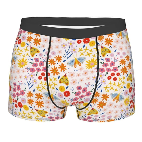 Fotbe Colorful Floral Men’s Total Support Pouch Boxer Briefs, X-Temp Cooling, Moisture-Wicking Underwear, Regular, Long-leg and Trunk-