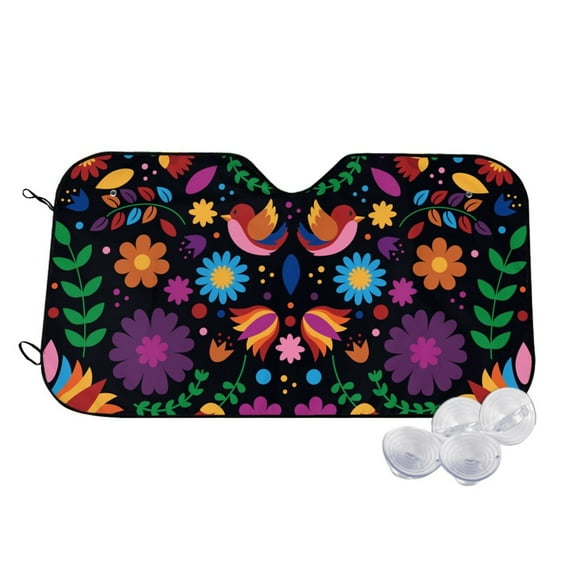 Fotbe Colorful Floral2 Car Windshield Sunshade | Sun Visor Protector Front Window Shade, Keeps Out UV Rays, Keeps Your Vehicle Cool-Small