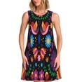 thumbnail image 1 of Fotbe Colorful Floral2 Pattern Women’s Summer Tank Midi Dress – Sleeveless A-Line Dress, Floral T-Shirt Dress, Casual Flowing Beach Sundress, 1 of 7