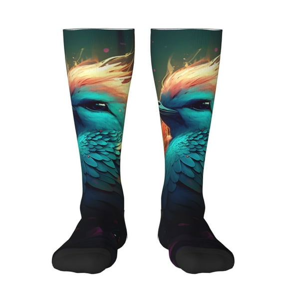 Fotbe Colorful Flower Bird print Women's Men's Novelty Crew Socks Cotton Socks Knee High Socks for Walking,Running,Nurses,Pregnancy