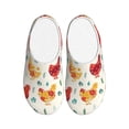 thumbnail image 1 of Fotbe Colorful Flower Chickens Pattern Women's Fuzzy Curly Fur Memory Foam Loafer Slippers Indoor Outdoor Slippers Winter Home Shoes-44/45, 1 of 7