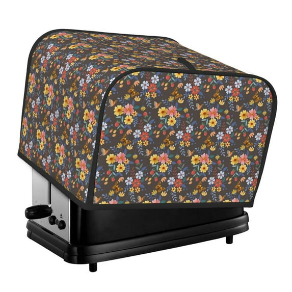 Fotbe Colorful Flowers with Butterfly for Four Slice Toaster Cover, Fingerprint Protector, Super Soft Appliance Cover And Dust Cover,Bread Dust Cover & Fingerprint Protection