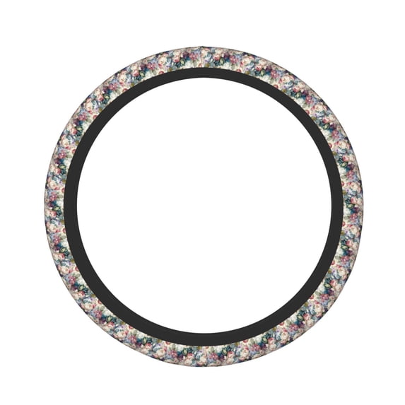 Fotbe Colorful Flowers for Steering Wheel Cover Universal 15 in Car Accessories for Men Women,Steering Wheel Protector Comfortable Protective Case for SUV Sedan Decor