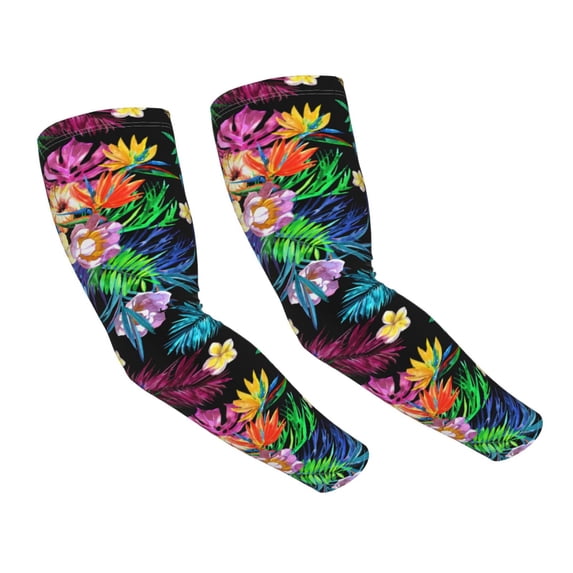 Fotbe Colorful Flowers UV Sun Protection Arm Sleeves - Tattoo Cover Up - Basketball Arm Sleeve UPF 50 Cooling for Men Women