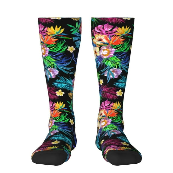 Fotbe Colorful Flowers print Women's Men's Novelty Crew Socks Cotton Socks Knee High Socks for Walking,Running,Nurses,Pregnancy