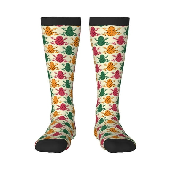 Fotbe Colorful Frogs print Women's Men's Novelty Crew Socks Cotton Socks Knee High Socks for Walking,Running,Nurses,Pregnancy