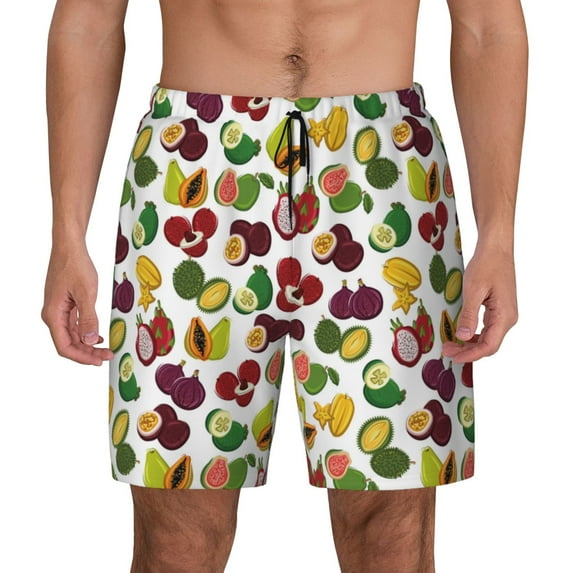 Fotbe Colorful Fruits Men’s Swim Trunks Quick Dry Swim Shorts Board Shorts with Mesh Lining-Small