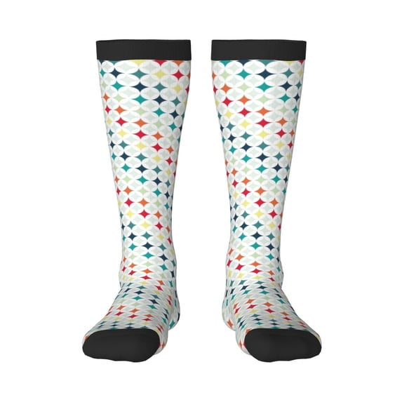 Fotbe Colorful Geometric print Women's Men's Novelty Crew Socks Cotton Socks Knee High Socks for Walking,Running,Nurses,Pregnancy