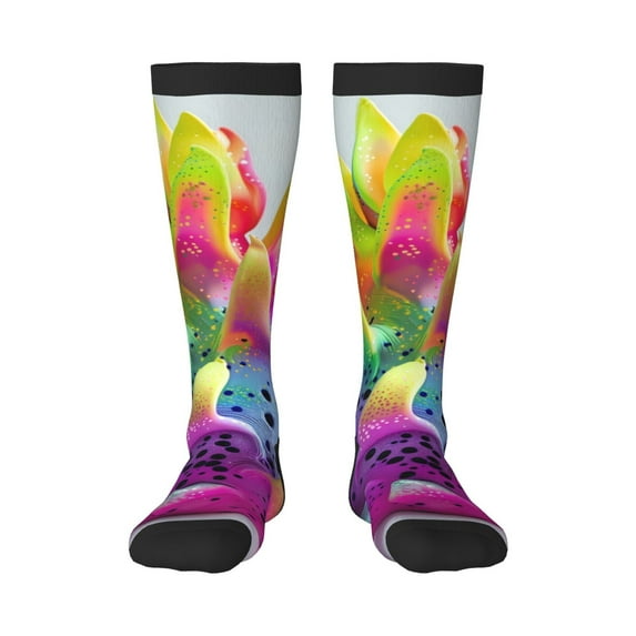 Fotbe Colorful Glitter Dagon Fruit print Women's Men's Novelty Crew Socks Cotton Socks Knee High Socks for Walking,Running,Nurses,Pregnancy