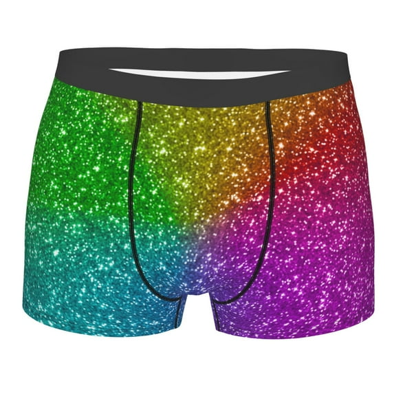 Fotbe Colorful Glitter Men’s Total Support Pouch Boxer Briefs, X-Temp Cooling, Moisture-Wicking Underwear, Regular, Long-leg and Trunk-Medium