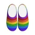 thumbnail image 1 of Fotbe Colorful Glitter Rainbow Pattern Women's Fuzzy Curly Fur Memory Foam Loafer Slippers Indoor Outdoor Slippers Winter Home Shoes-46/47, 1 of 7