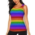 thumbnail image 1 of Fotbe Colorful Glitter Rainbow Womens Loose Fit Casual Flowy Slim-Fit Tank Tops Athletic Round Neck Trendy Sleeveless Summer Tops for Gym and Yoga-Large, 1 of 7