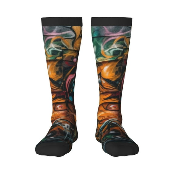 Fotbe Colorful Graffiti Abstract Eye print Women's Men's Novelty Crew Socks Cotton Socks Knee High Socks for Walking,Running,Nurses,Pregnancy
