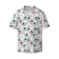 thumbnail image 1 of Fotbe Colorful Hat Snowman print Short Sleeve Button Down Shirts for Men Casual Summer Beach Wrinkle Free Shirt-Large, 1 of 1