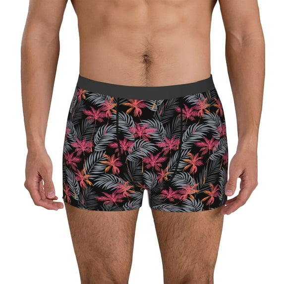 Fotbe Colorful Hawaii Palms Men’s Total Support Pouch Boxer Briefs, X-Temp Cooling, Moisture-Wicking Underwear, Regular, Long-leg and Trunk-X-Large