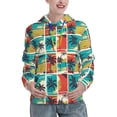 thumbnail image 1 of Fotbe Colorful Hawaii Palms Pattern Womens Long Sleeve Hoodie, Pullover Hooded Sweatshirt, Kangaroo Pocket Hoodie with Eye-catching Drawstrings-Small, 1 of 7