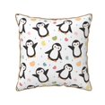 thumbnail image 1 of Fotbe Colorful Hearts Penguin Pattern Velvet Decorative Throw Pillow Covers with Elegant Piping, Soft Plush Cushion Cover for Sofa, Bed, Car, Office-18"x18", 1 of 8
