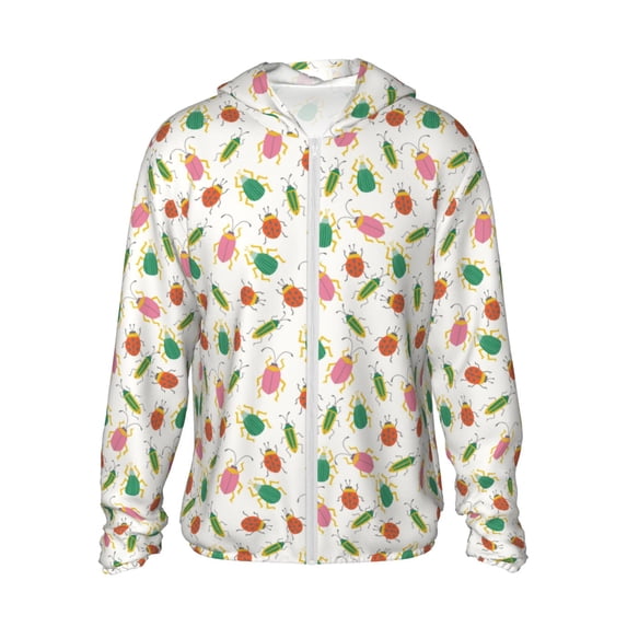 Fotbe Colorful Insect1 Men's Women's UPF 50+ Sun Protection Jacket Hooded Cooling Shirt with Pockets Hiking Outdoor Performance-3X-Large