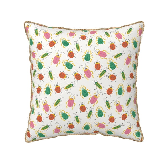 Fotbe Colorful Insect1 Pattern Velvet Decorative Throw Pillow Covers with Elegant Piping, Soft Plush Cushion Cover for Sofa, Bed, Car, Office-16"x16"