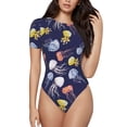 thumbnail image 1 of Fotbe Colorful Jellyfish Women's Crew Neck Short Sleeves Bodysuit Tops Round Neck Slim Sleeveless Soft Comfortable Basic-X-Large, 1 of 9