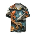 Fotbe Colorful Koi Fish Art print Short Sleeve Button Down Shirts for
