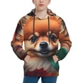 thumbnail image 1 of Fotbe Colorful Leaf Chihuahua Pattern Youth Pullover Hooded Sweatshirt, Boys Hoodie, Kangaroo Pocket Hoodie for Kids Girls -Medium, 1 of 6