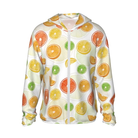 Fotbe Colorful Lemons Men's Women's UPF 50+ Sun Protection Jacket Hooded Cooling Shirt with Pockets Hiking Outdoor Performance-X-Large