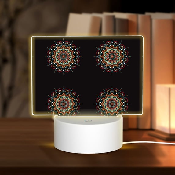Fotbe Colorful Mandala Pattern Acrylic Night Light Gift with 3 Color ModesTouch-Sensitive LED Lamp Perfect Gift for Mother's Day, Birthday, or Christmas