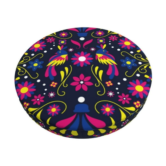 Fotbe Colorful Mexican Stool Covers Round,Waterproof Round Bar Stool Covers Bar Chair Covers Washable Stool Cushion Slipcover for 12-14 Inch Chair-14 inch