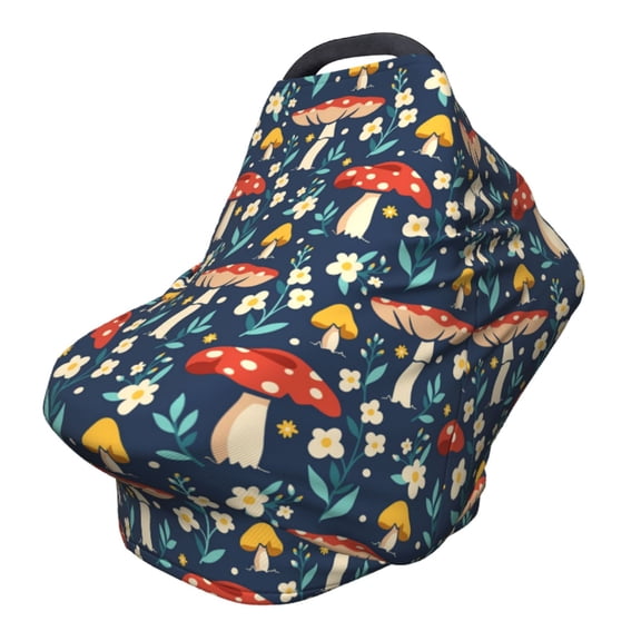 Fotbe Colorful Mushrooms Pattern Car Seat Covers for Babies, Nursing Breastfeeding Cover Infant Carseat Canopy, Soft Stretchy Carrier Cover