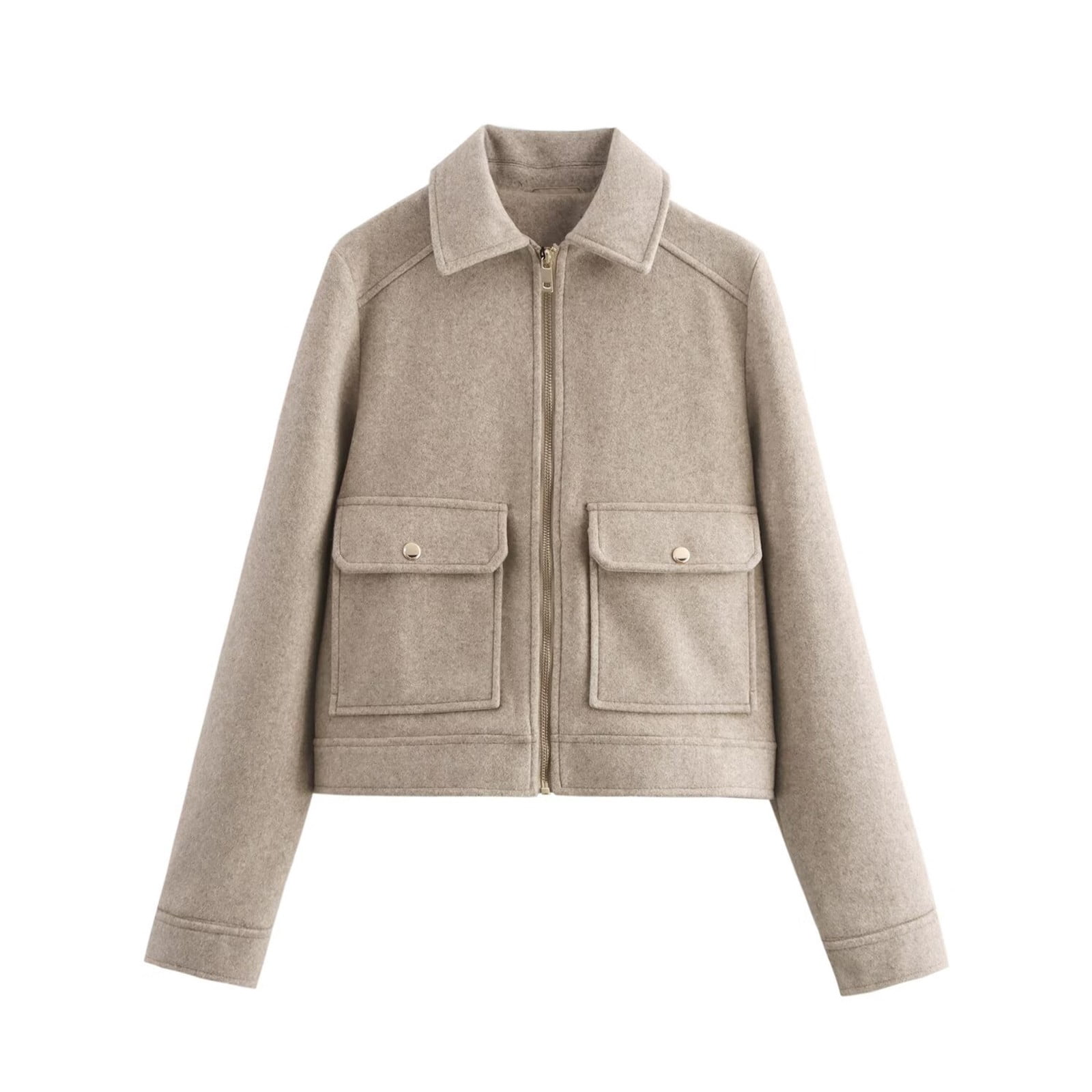 Women's Solid Color Casual Zipper Jacket
