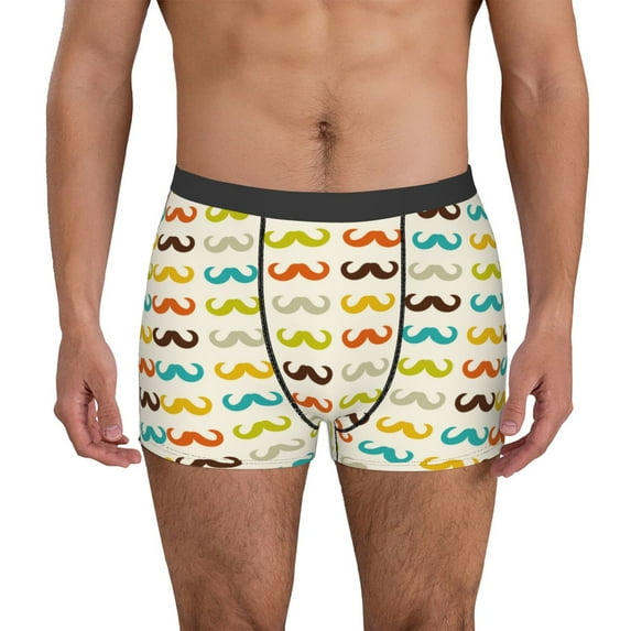 Fotbe Colorful Mustache Men’s Total Support Pouch Boxer Briefs, X-Temp Cooling, Moisture-Wicking Underwear, Regular, Long-leg and Trunk-X-Large