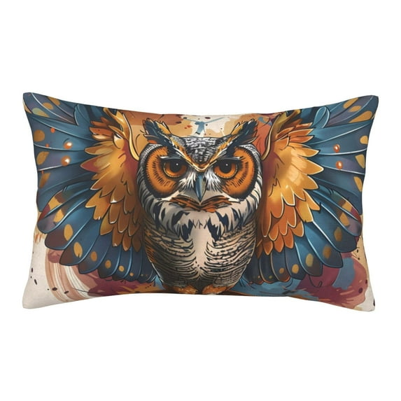 Fotbe Colorful Owl Tattoo Art Pillow Cases - Envelope Closure - Luxury, Extra Soft, Cooling Pillow Covers - Wrinkle, Fade, Stain Resistant-14"x20"