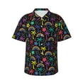 thumbnail image 1 of Fotbe Colorful Palms Hawaiian Shirt for Men Unisex Summer Beach Casual Short Sleeve Cotton Linen Button Down Shirts-3X-Large, 1 of 9