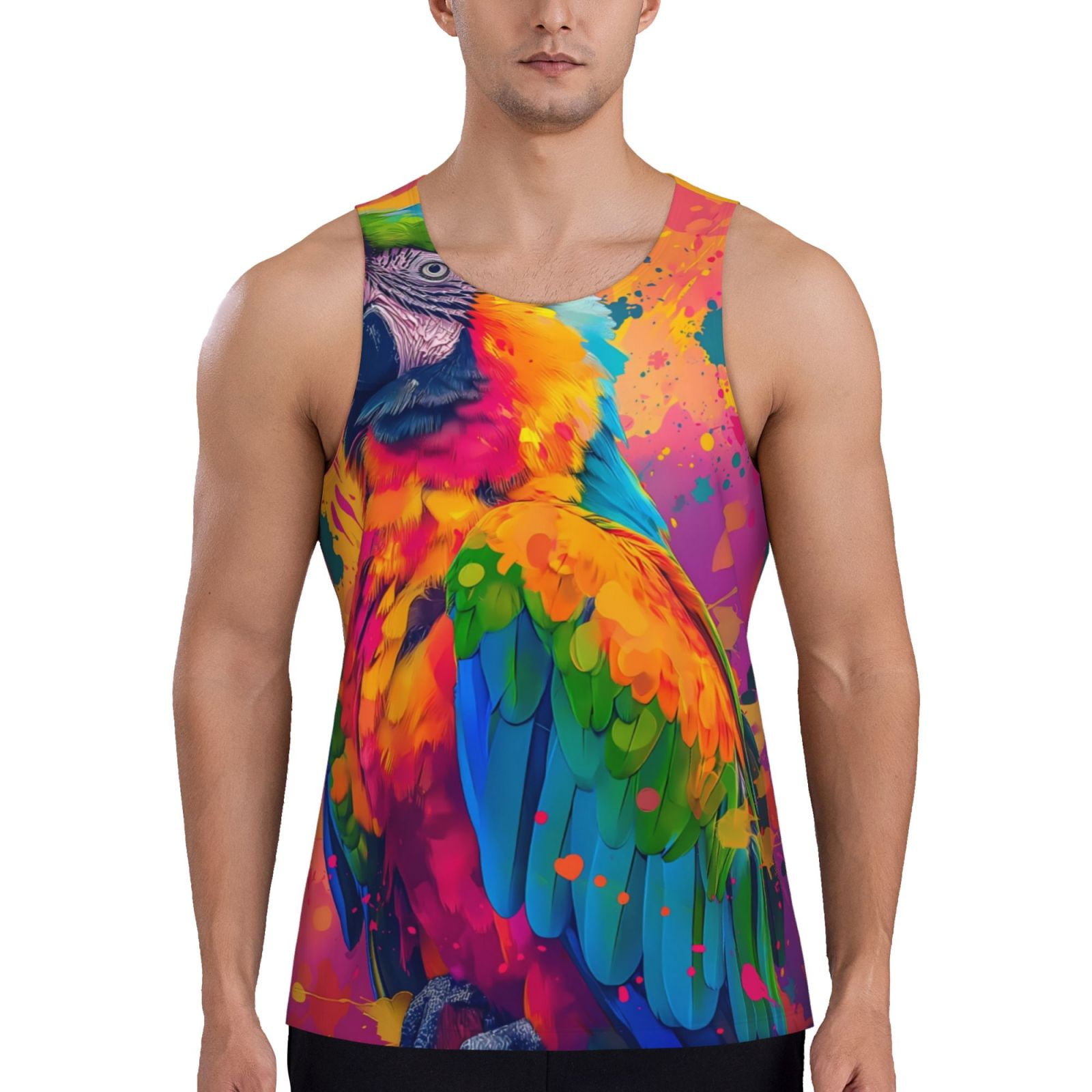 Fotbe Colorful Parrot Jungle Dream A Pattern Men's Quick Dry Workout