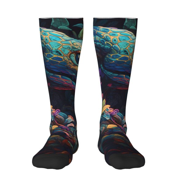 Fotbe Colorful Patterned Snake print Women's Men's Novelty Crew Socks Cotton Socks Knee High Socks for Walking,Running,Nurses,Pregnancy