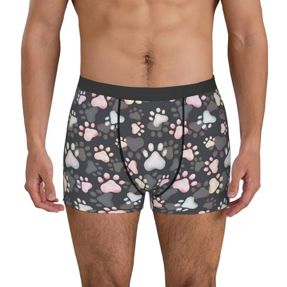 Fotbe Colorful Paws Of Dog Men’s Total Support Pouch Boxer Briefs, X-Temp Cooling, Moisture-Wicking Underwear, Regular, Long-leg and Trunk-Medium